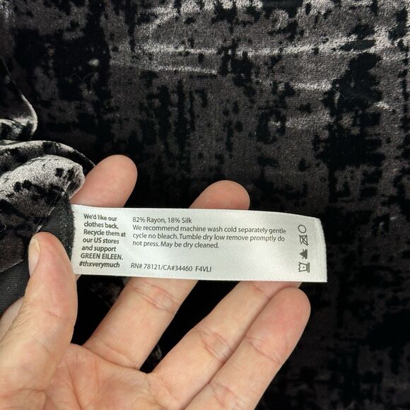 Eileen Fisher Silk Iridescent Velvet U-Neck Dress M Black Gray Marble Sleeveless - Picture 12 of 12